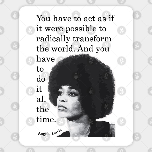 Angela Davis Sticker Magnet by BlueWaveTshirts